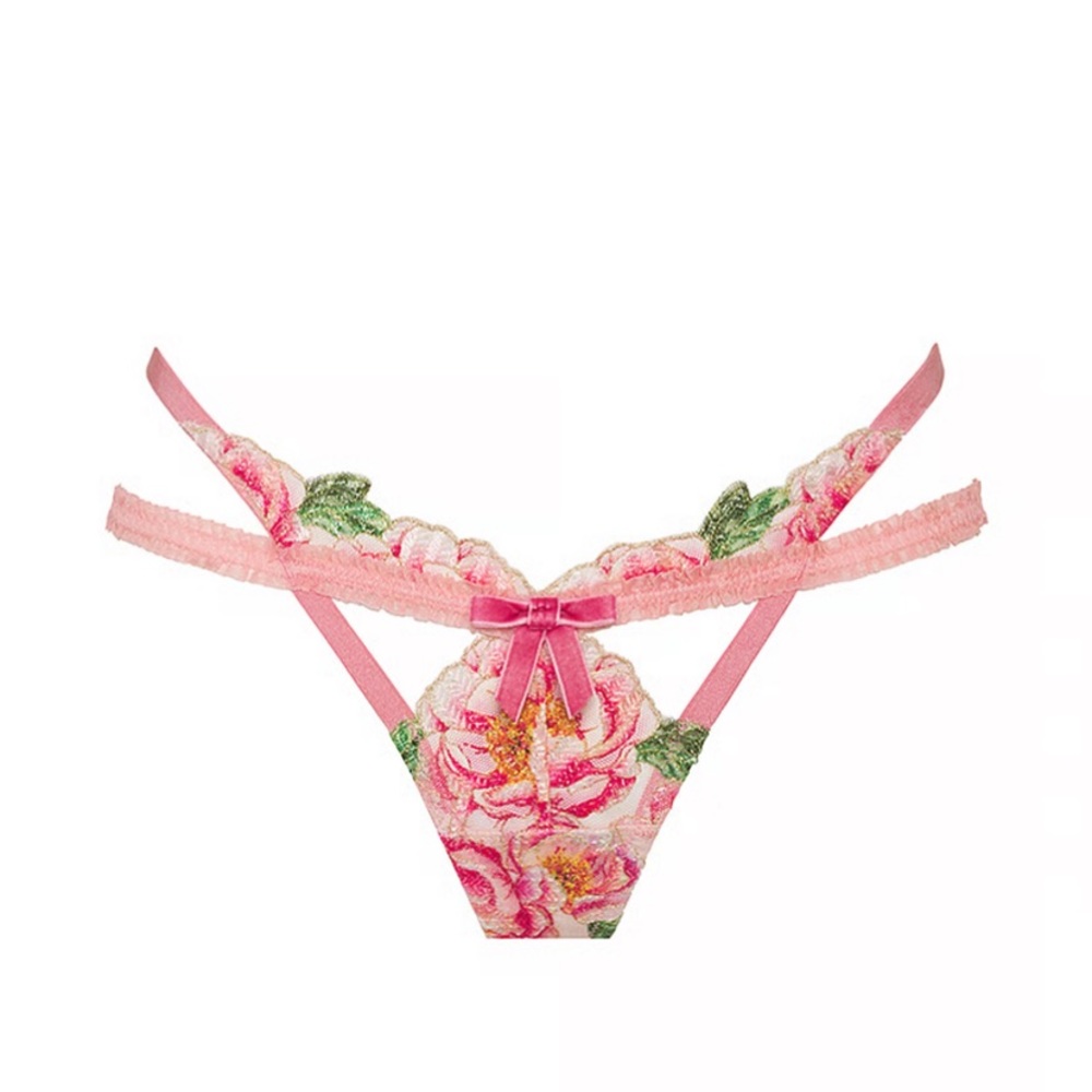 For Love & Lemons Needle Point Roses Thong